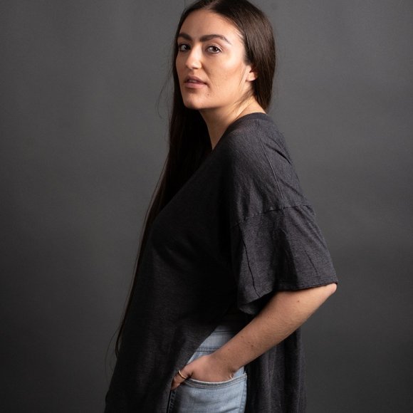 Grey Oversized Tee by Free People - Picture 1 of 9